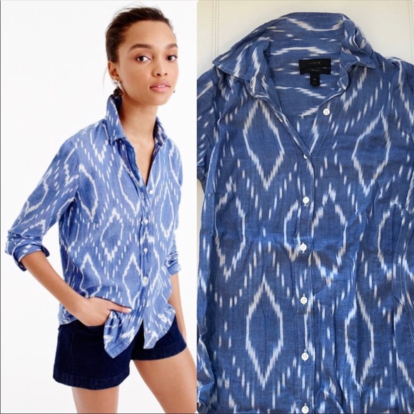 J. Crew Tops - J. Crew Perfect Shirt in Sunfaded Ikat